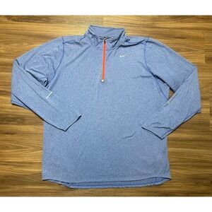 Nike Running Dri-FIT Element Blue Heather 1/4 Zip Performance Pullover Sz 2XL